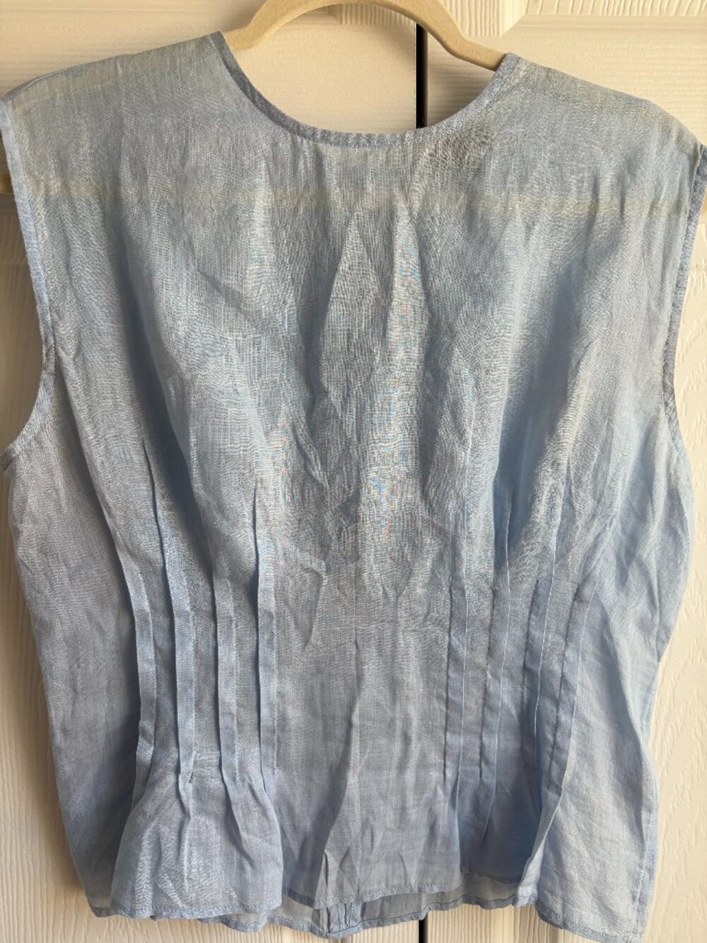 J.Crew Pintuck Shell Top in Ramie Blue